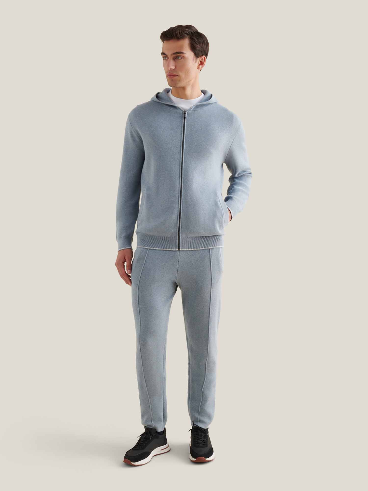 Front View of Peckham Rye Milano Knit Blue Blizzard Sweatpant PRY0338-J86